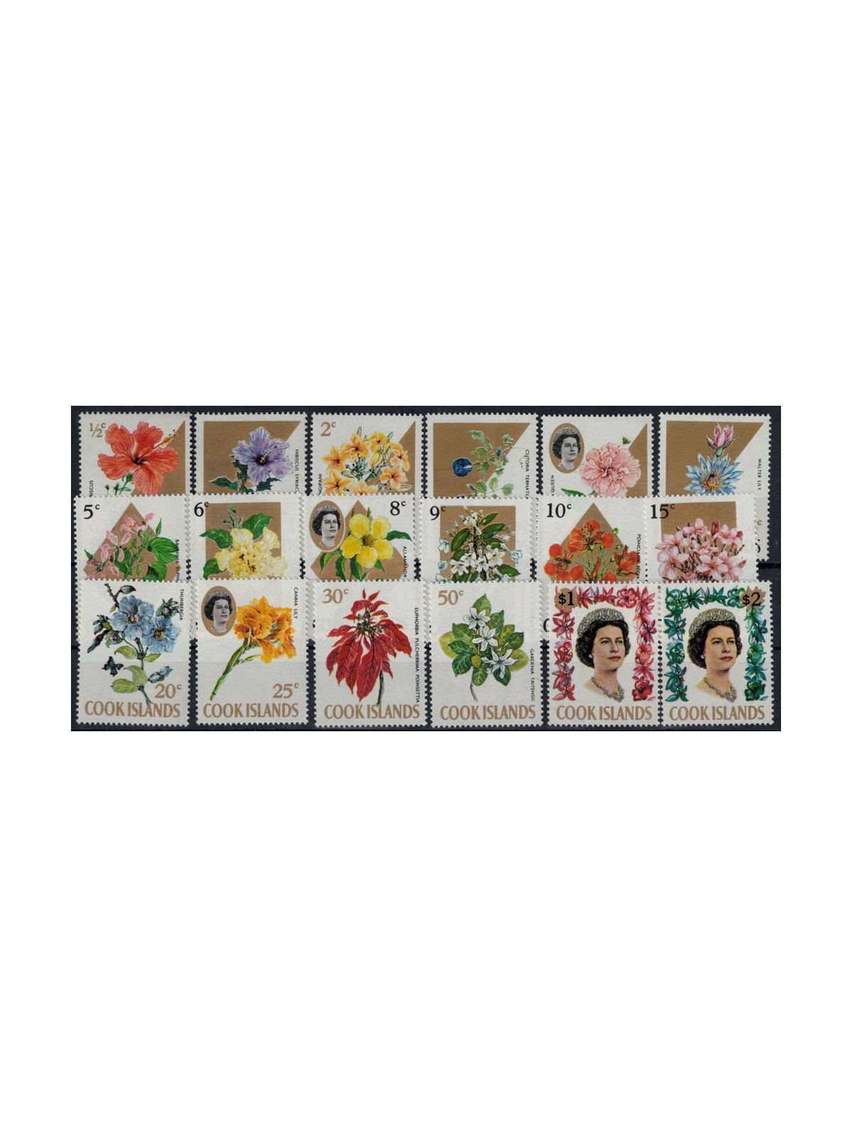 COOK ISLANDS 1967 Ordinary series, flowers 18v MNH**