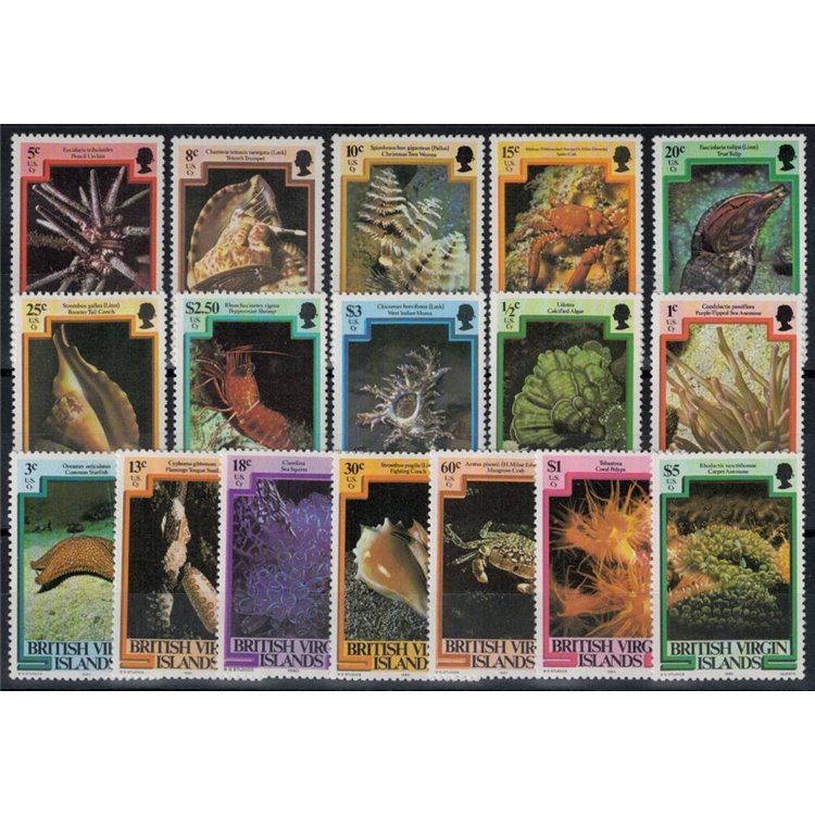 VIRGIN ISLANDS 1979-80 Marine fauna 17v MNH**