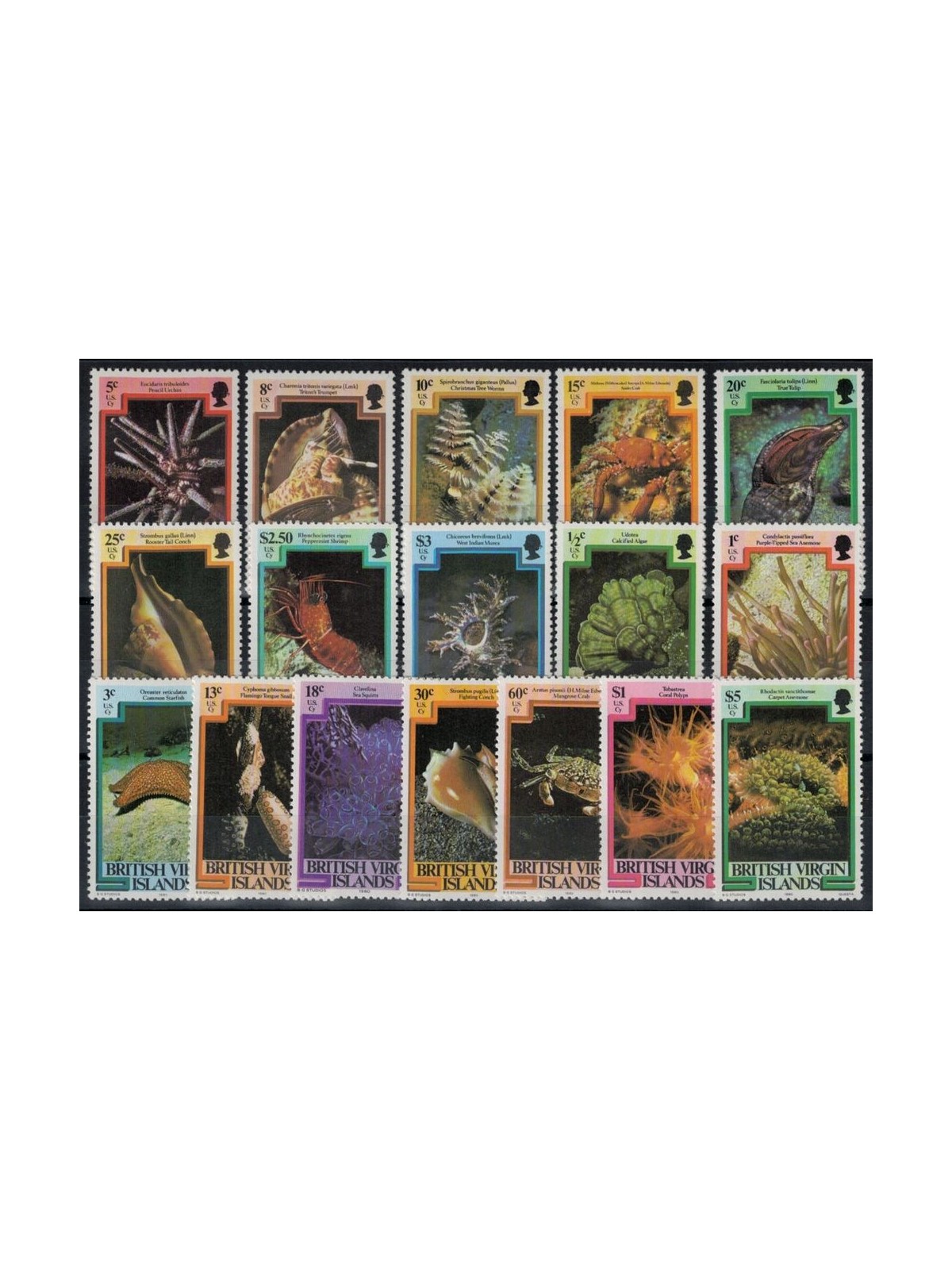 VIRGIN ISLANDS 1979-80 Marine fauna 17v MNH**