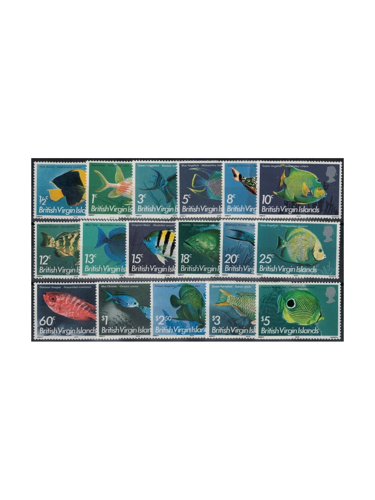 VIRGIN ISLANDS 1975 Fish 17v MNH**