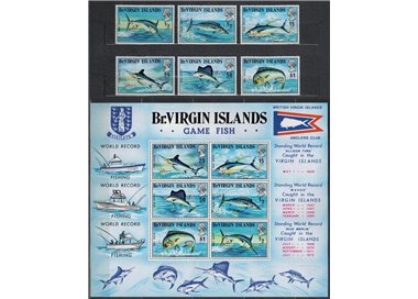 VIRGIN ISLANDS 1972 Sea fishing 6v + 1 s/s MNH**