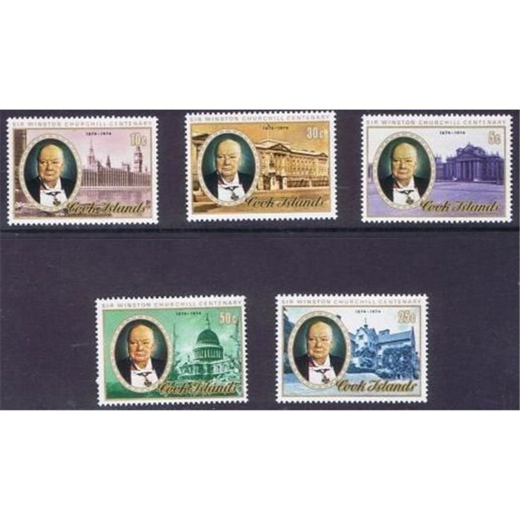 COOK ISLANDS 1974 Winston Churchill Centenary 5v MNH**