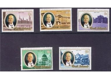 COOK ISLANDS 1974 Winston Churchill Centenary 5v MNH**
