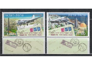 ISRAEL 2008 1st flight Israel-France 2v MNH**