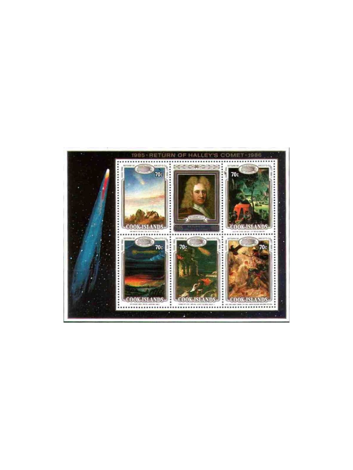 ISOLE COOK 1986 Cometa di Halley 1 BF MNH**