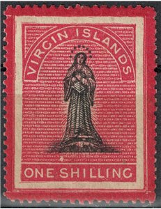 ISOLE VERGINI 1867 La vergine 1s carminio e nero MH*
