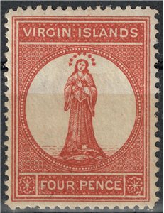 ISOLE VERGINI 1888-89 La vergine 4p rosso bruno MH*