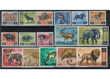 KENYA 1966/69 Definitives, animals 16 v
