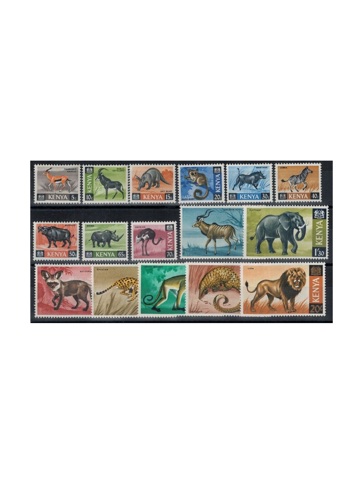 KENYA 1966/69 Definitivi, animali - Definitives, animals 16 v