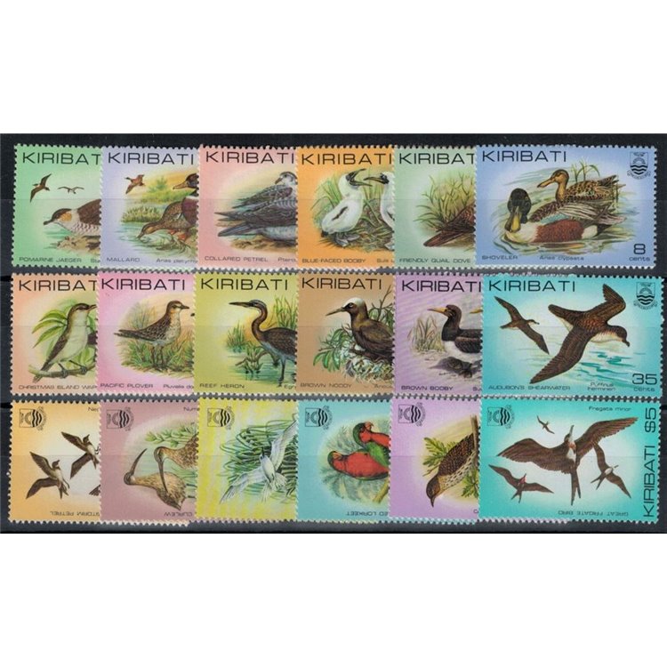 KIRIBATI 1982-85 Serie ordinaria, uccelli 18v MNH**
