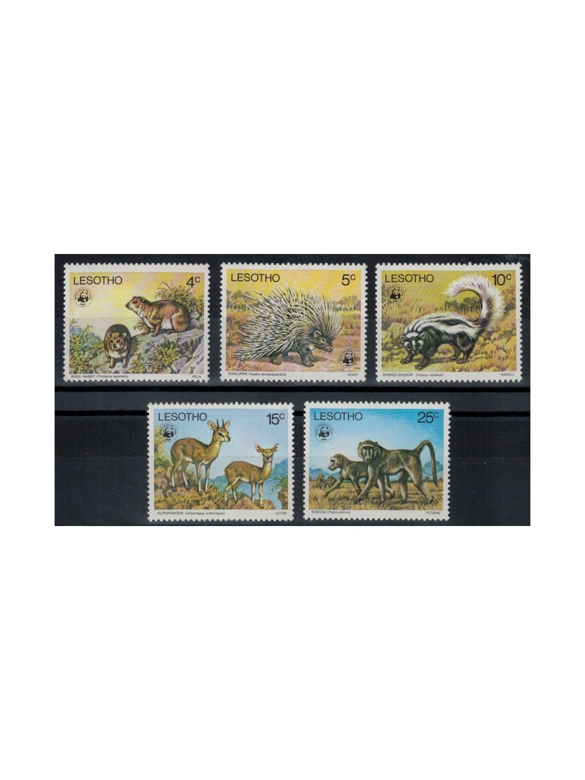 LESOTHO 1977 Fauna, animali 5v MNH**