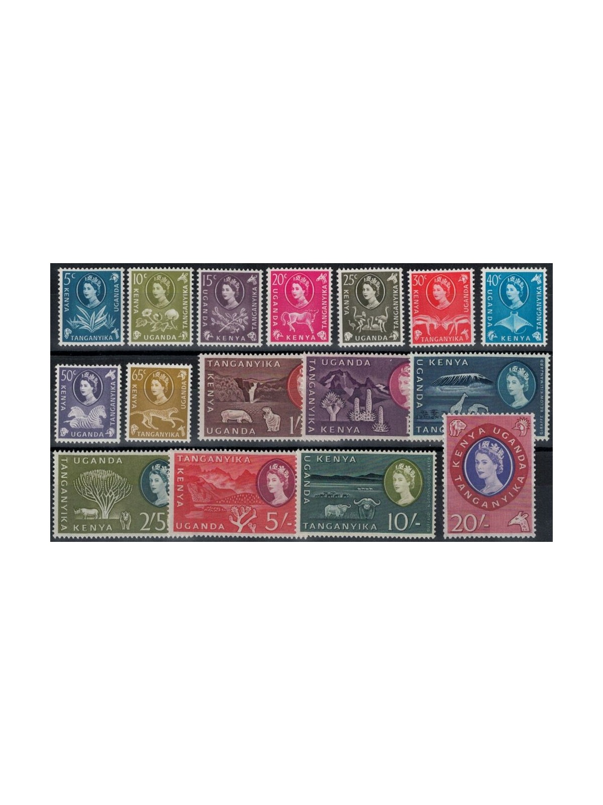 KENYA UGANDA AND TANGANYIKA 1960 Ordinary - Definitives 16 v