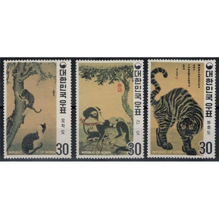 COREA DEL SUD 1970 Dipinti di animali - Animal paintings 3v MNH**
