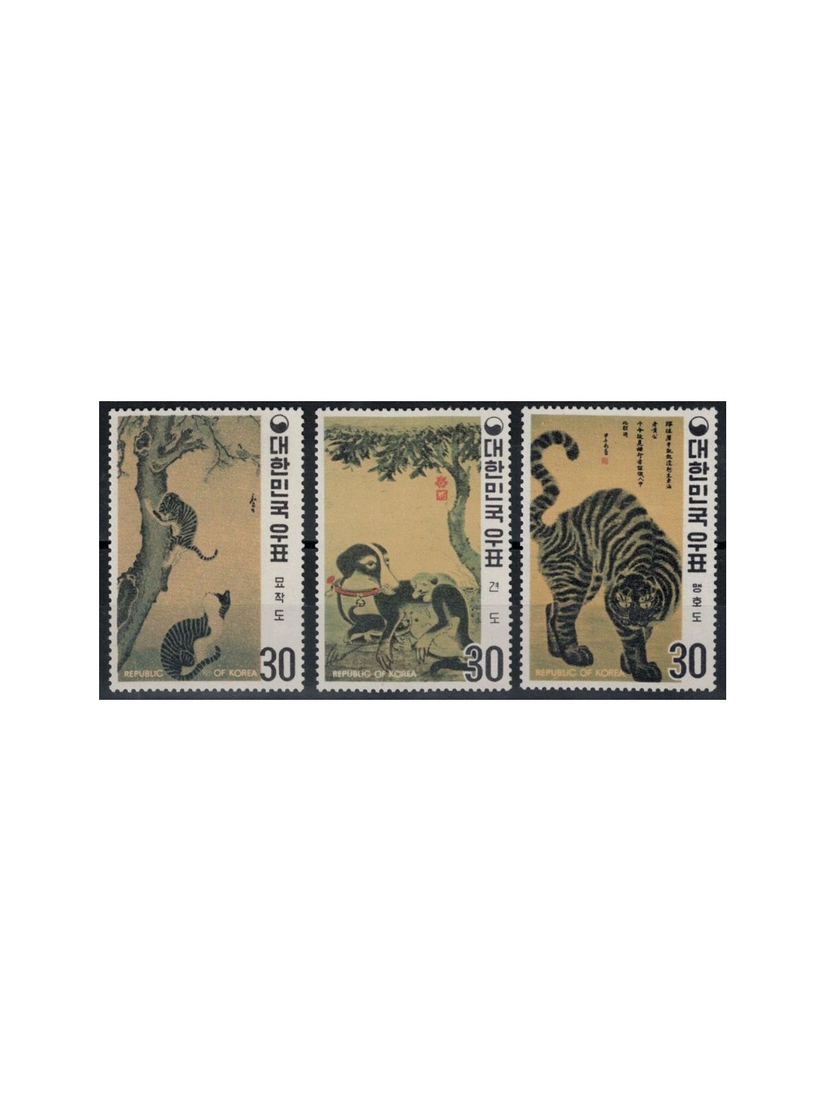 COREA DEL SUD 1970 Dipinti di animali - Animal paintings 3v MNH**