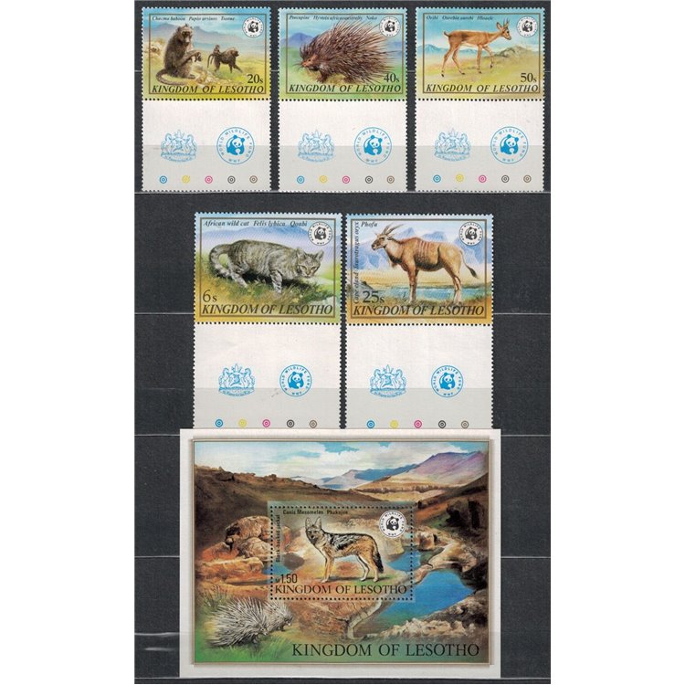 LESOTHO 1982 Fauna, animali 5v + 1 BF MNH**