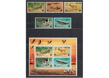KENYA 1977 WWF, Animali - Animals 5 v + 1 BF