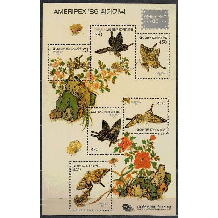 SOUTH KOREA 1986 Ameripex, butterflies - Butterflies s/s