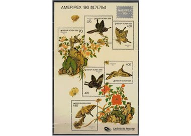 COREA DEL SUD 1986 Ameripex, farfalle - Butterflies s/s