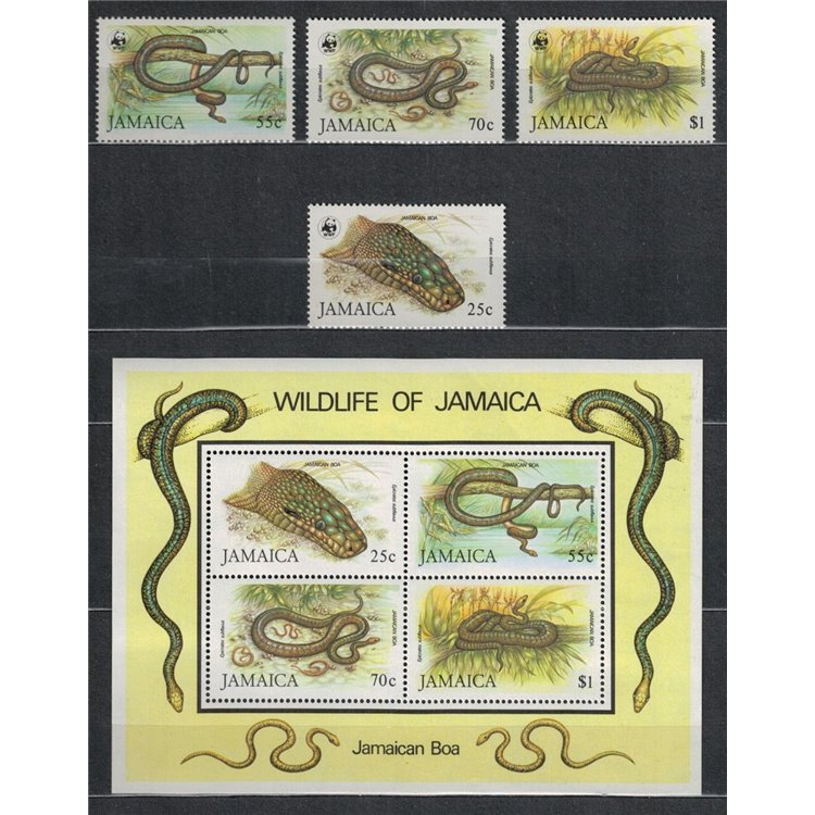 JAMAICA 1984 Fauna, boa della Jamaica 4v + 1 BF MNH**