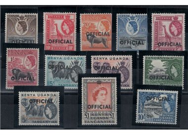 KENYA UGANDA AND TANGANYIKA 1959 Ordinary, Official stamps - Definitives, Official stamps 12 v