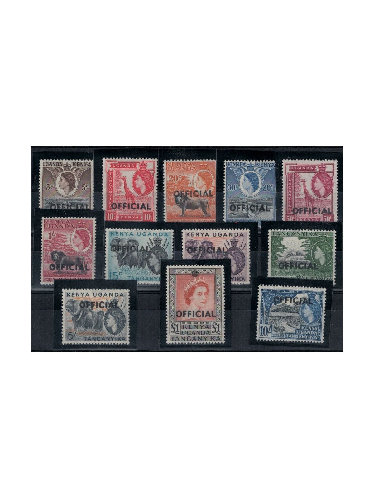 KENYA UGANDA E TANGANYIKA 1959 Ordinari, Francobolli ufficiali - Definitives, Official stamps 12 v