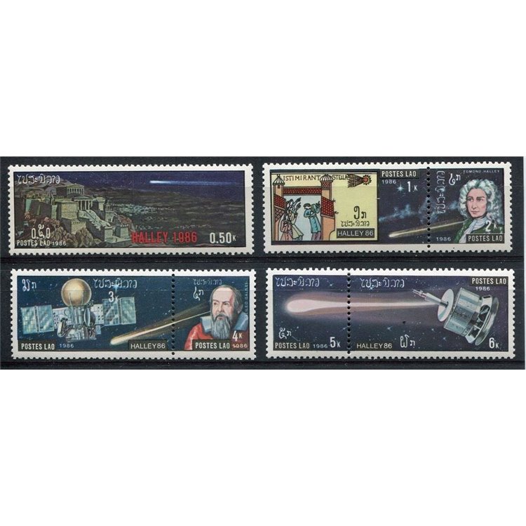 LAOS 1986 Halley's Comet 7v MNH**