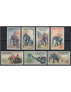 LAOS 1958 Wildlife, elephants 7v MNH**