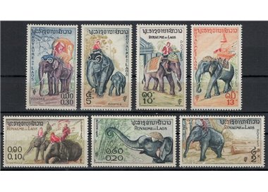 LAOS 1958 Wildlife, elephants 7v MNH**
