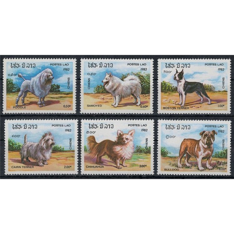 LAOS 1982 Cani di razza 6v MNH**