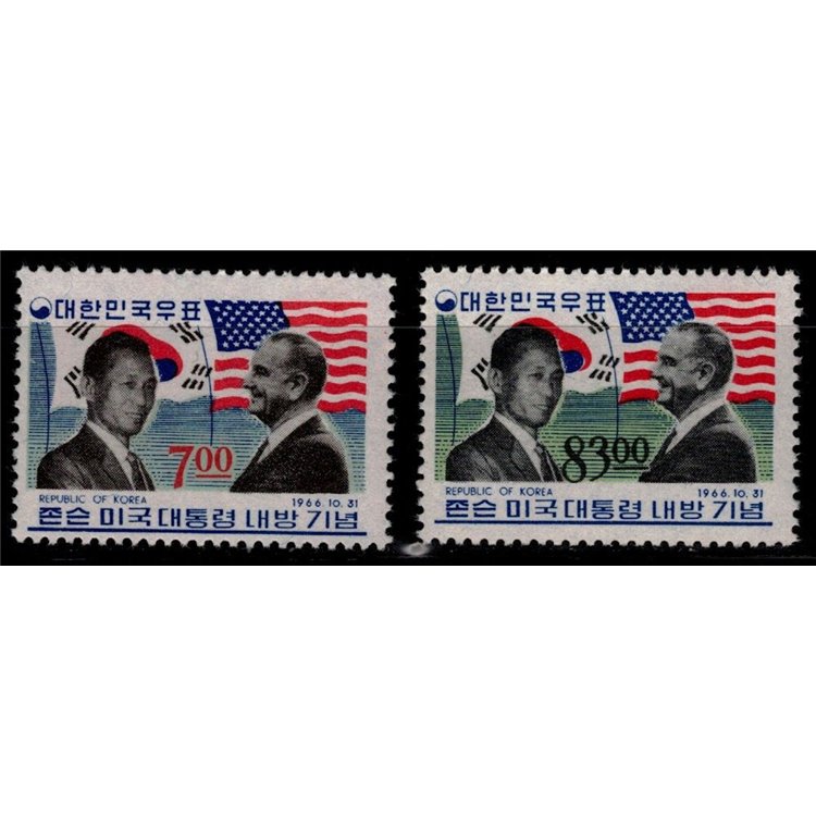 COREA DEL SUD 1966 Visita del Presidente Lyndon B. Johnson 2v MNH**