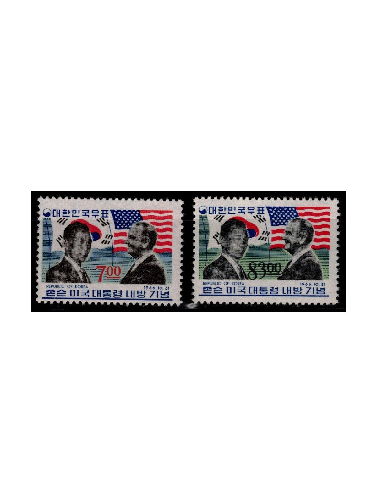SOUTH KOREA 1966 Visit of President Lyndon B. Johnson 2v MNH**