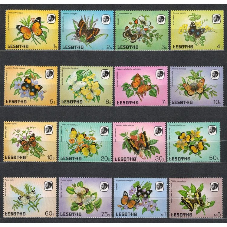 LESOTHO 1984 Fauna, farfalle 16v MNH**