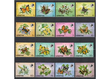 LESOTHO 1984 Fauna, farfalle 16v MNH**
