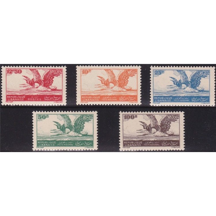 LEBANON 1946 Herons and Mount Sannine 5v MNH**