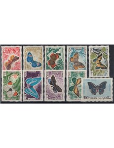 LIBANO 1965 Farfalle, posta aerea 10v MNH**