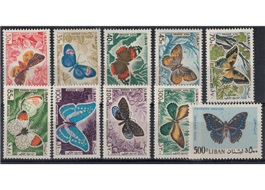 LIBANO 1965 Farfalle, posta aerea 10v MNH**