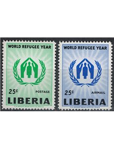 LIBERIA 1960 World Refugee Year 2v MNH**