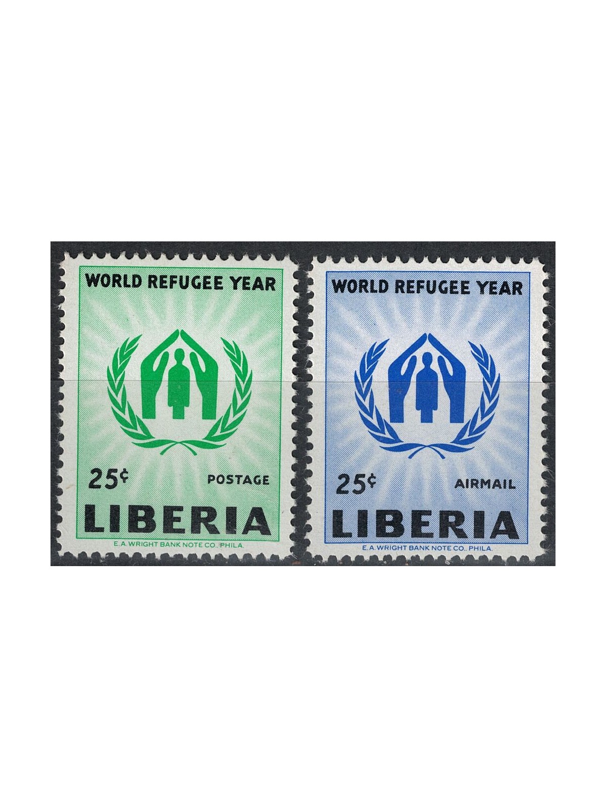 LIBERIA 1960 World Refugee Year 2v MNH**