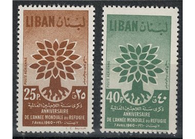 LIBANO 1960 Anno mondiale del rifugiato, posta aerea 2v MNH**
