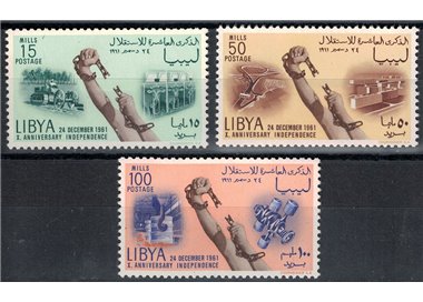LIBYA 1961 Tenth Anniversary of Independence 3v MNH**