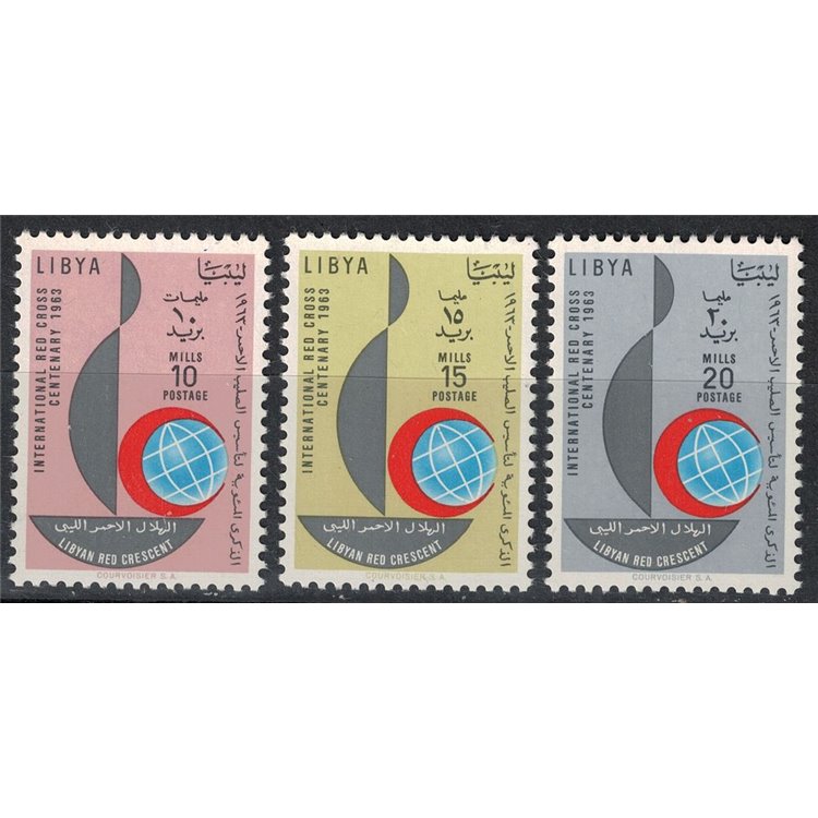 LIBYA 1963 Centenary of the Red Cross 3v MNH**