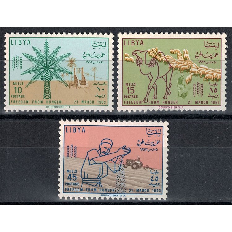 LIBYA 1963 Campaign against hunger 3v MNH**