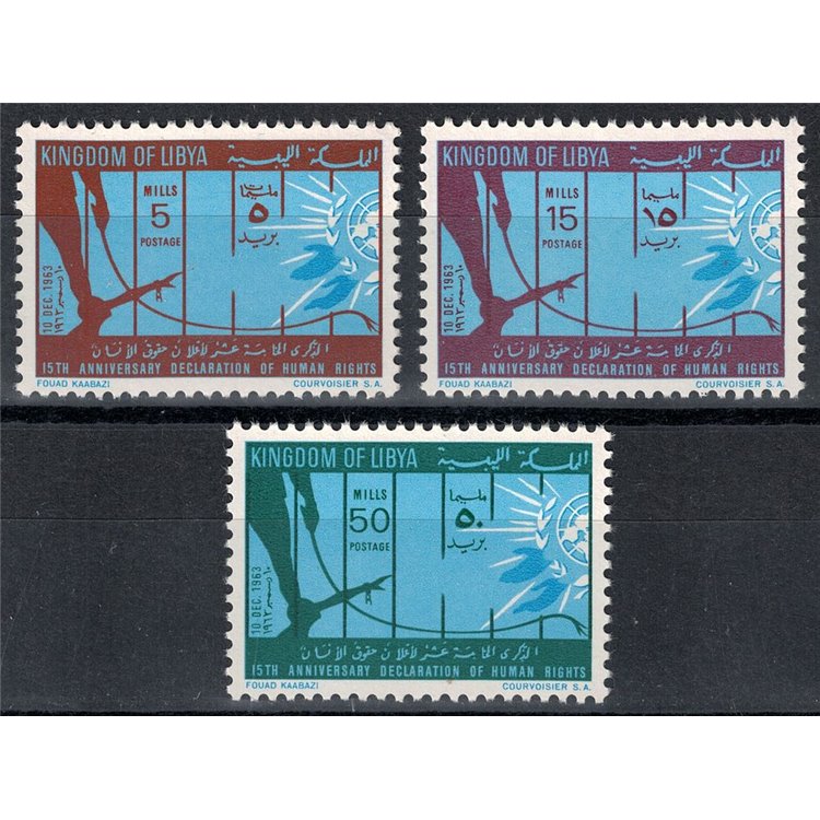 LIBIA 1963 Dichiarazione del Diritto dell'Uomo 3v MNH**