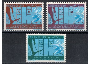 LIBIA 1963 Dichiarazione del Diritto dell'Uomo 3v MNH**