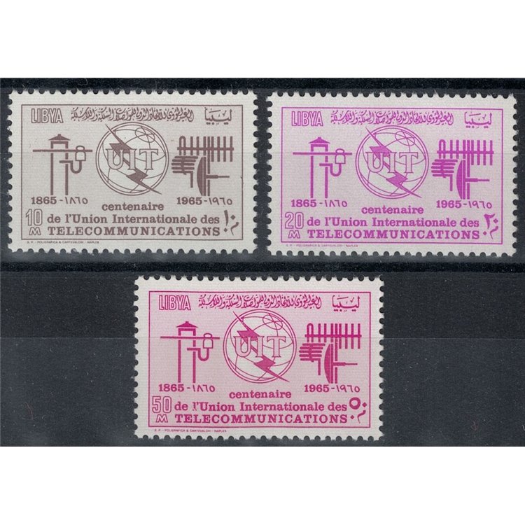 LIBYA 1965 ITU Centenary 3v MNH**