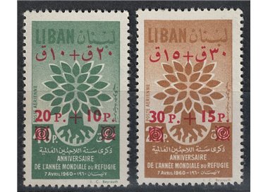 LEBANON 1960 World Refugee Year, overprinted 2v MNH**