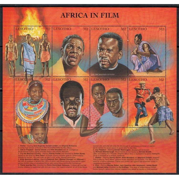 LESOTHO 1998 Film on African themes 8v MNH**