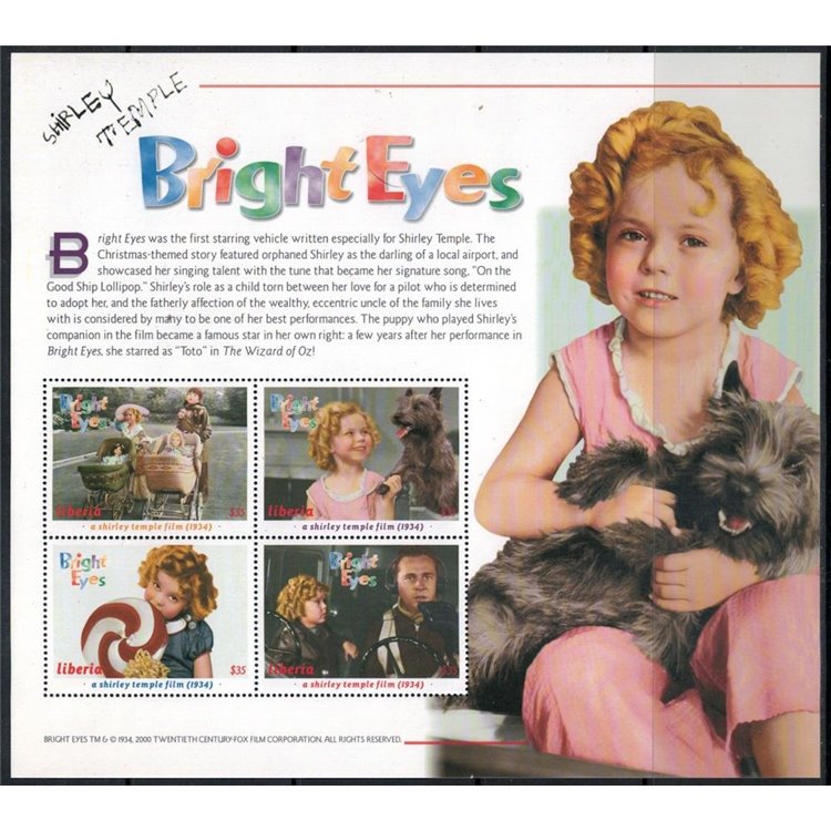 LIBERIA 2000 Shirley Temple (Bright Eyes) 4v MNH**