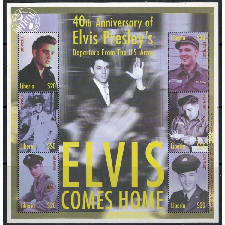 LIBERIA 2000 Elvis Presley (Servizio Militare) 6v MNH**