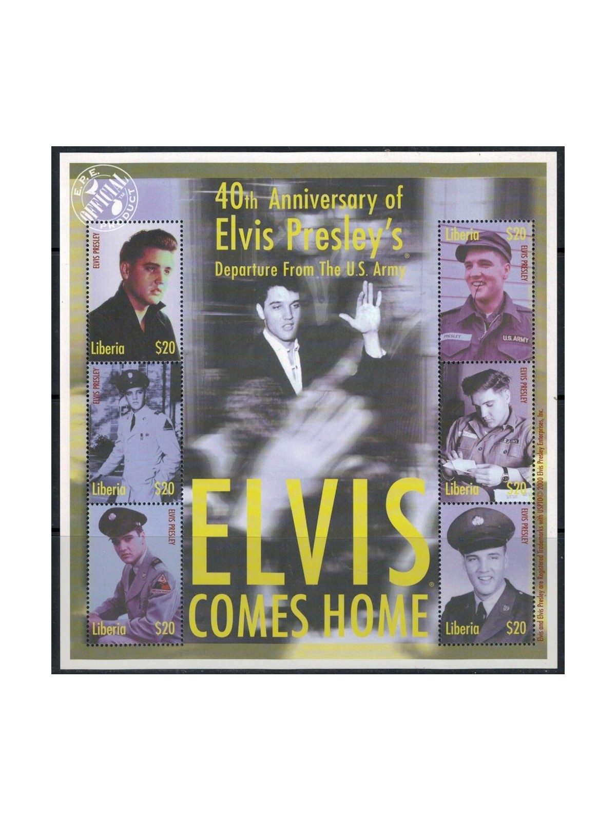 LIBERIA 2000 Elvis Presley (Military Service) 6v MNH**